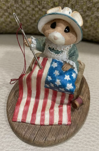 Stitching the Stars and Stripes - Tender Touches Figurine - Hard to Find!